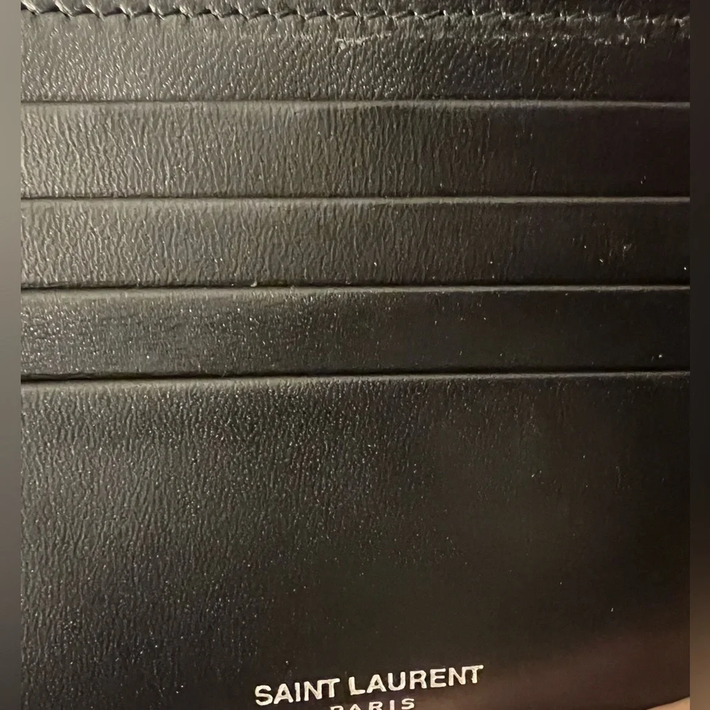 YSL black leather mens wallet! Comes with box, tags, & paperwork in photos!
